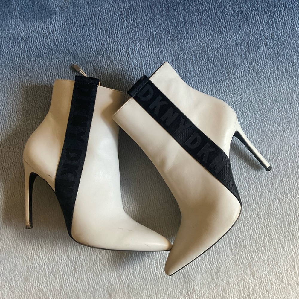 White stiletto booties | DKNY